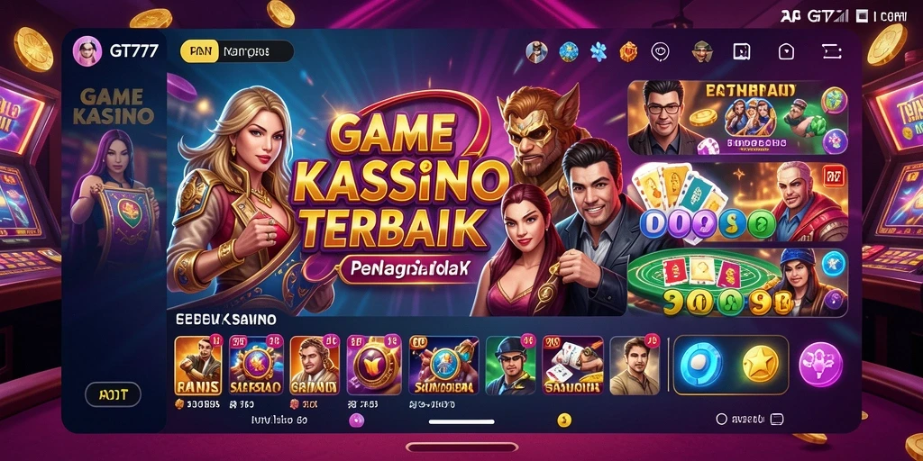 Screenshot gameplay utama GT777 menampilkan berbagai permainan Kasino yang menarik.