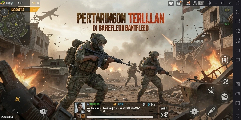 Screenshot KO857 menampilkan aksi intens di medan perang Battle Royale.