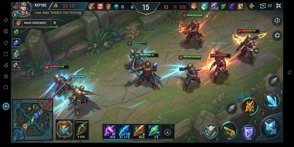 Tangkapan layar gameplay KPK100 yang menunjukkan pertempuran seru di arena.