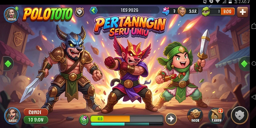 Tangkapan layar dari gameplay seru POLOTOTO dengan pertarungan intens.