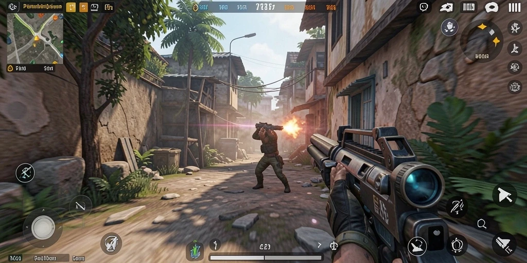 Gameplay V21 yang menegangkan dan penuh aksi dalam TPS.