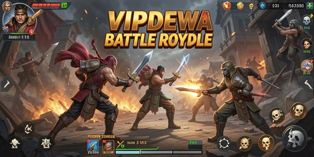 Tampilan gameplay seru di VIPDEWA dengan aksi Battle Royale.