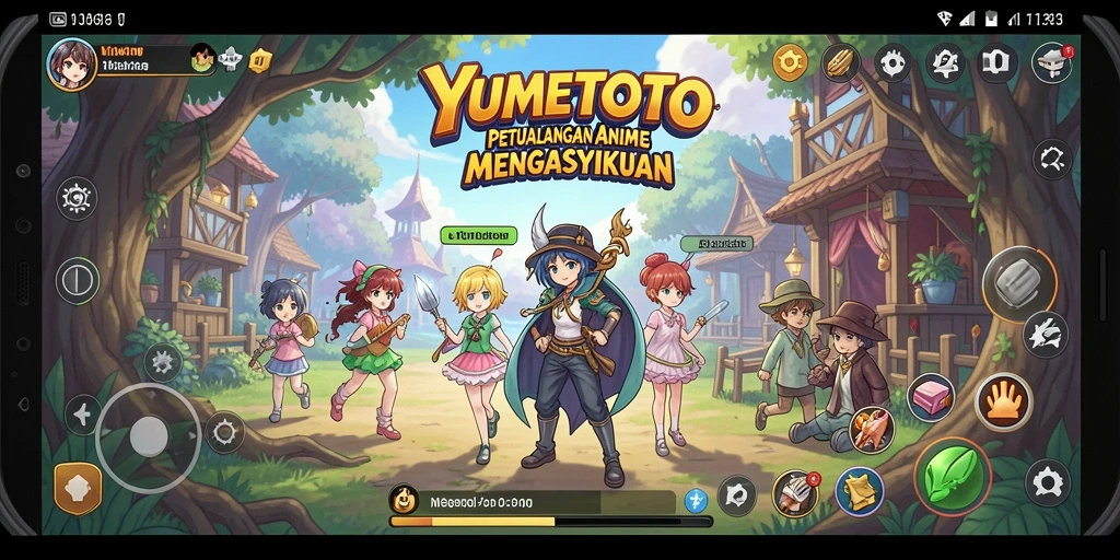 Tangkapan layar gameplay YUMETOTO yang penuh aksi.